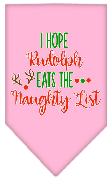 Hope Rudolph Eats Naughty List Screen Print Bandana Light Pink Large